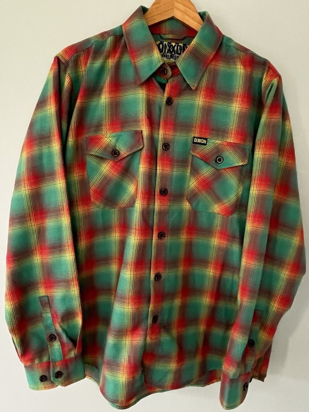 Dixxon Flannel The Samson Shirt Mens Large Red Green Yellow Plaid